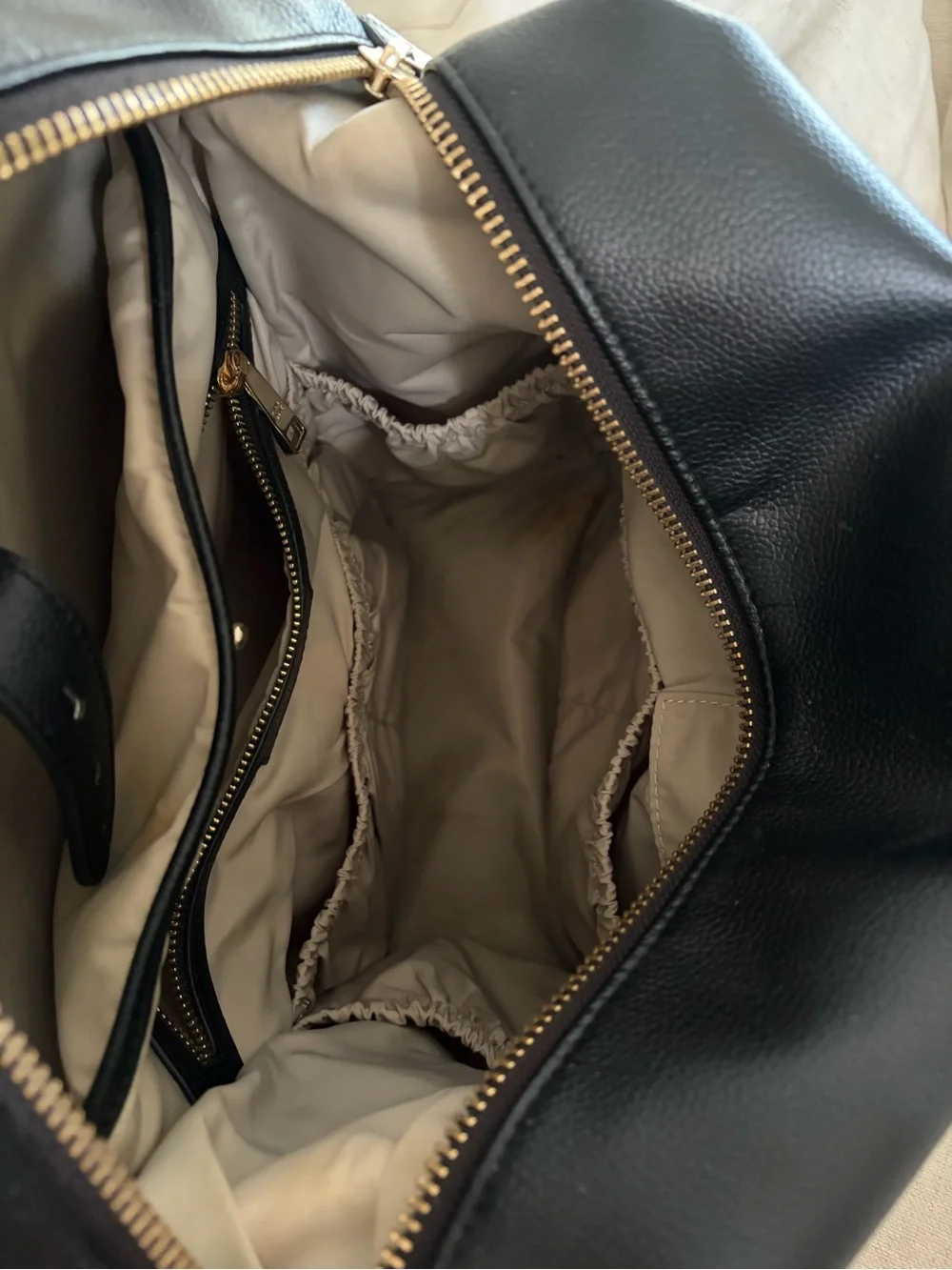 Mina Baie Black Leather Diaper Bag Backpack